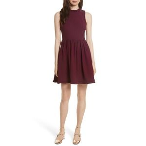 Kate Spade Deep Cherry Burgundy Ruffle Fit and Flare Dress Size 6 Cocktail